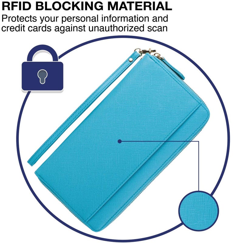 Apadi Travel Document Organizer - RFID Passport Wallet Case Family Holder Id Wristlet - Image 4